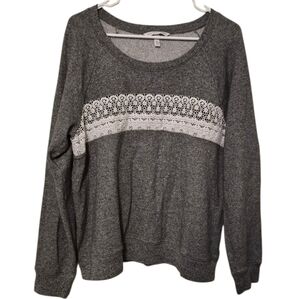 Victoria's Secret Heather Gray White Crochet Sweatshirt, XL
